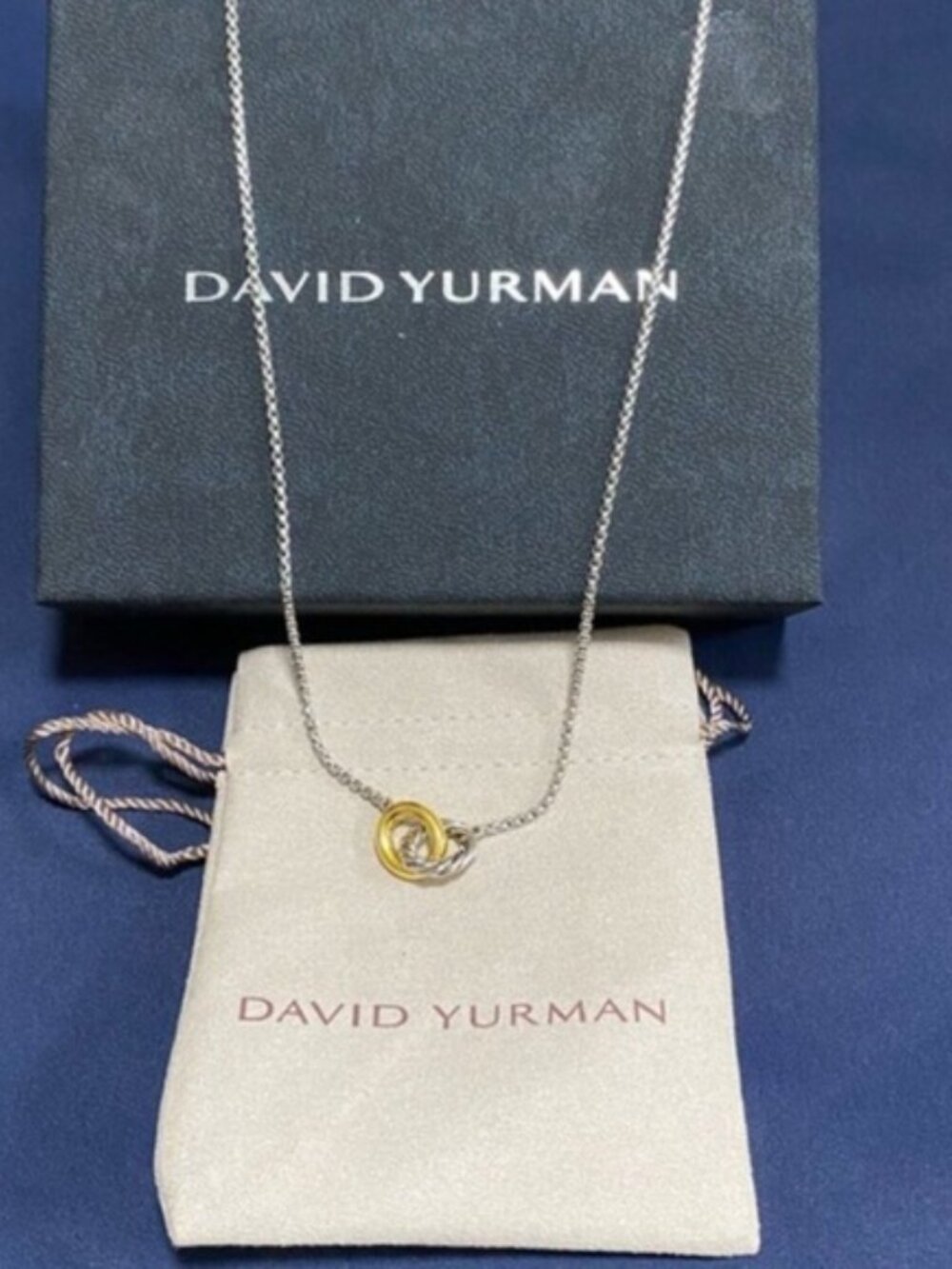 David Yurman Two-Tone Cable Linked Necklace in Silver and Gold
